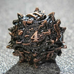 Dragon head skeletonized metal dnd dice set + reddish copper color