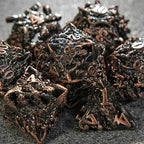 Dragon head skeletonized metal dnd dice set + reddish copper color