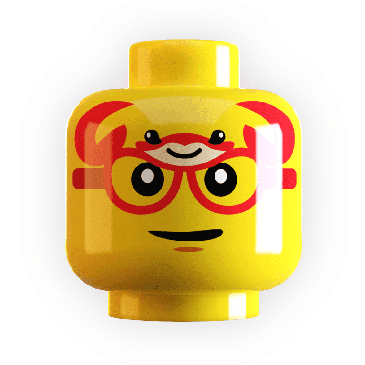 Crab / Beach Sunglasses on Minifig Head made using LEGO part - Yellow Flesh