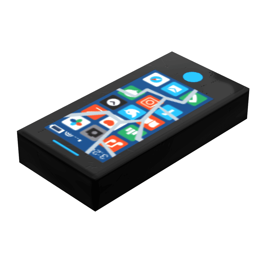 Mobile Phone (Cracked Screen) - B3 Customs® Printed 1x2 Tile - Black