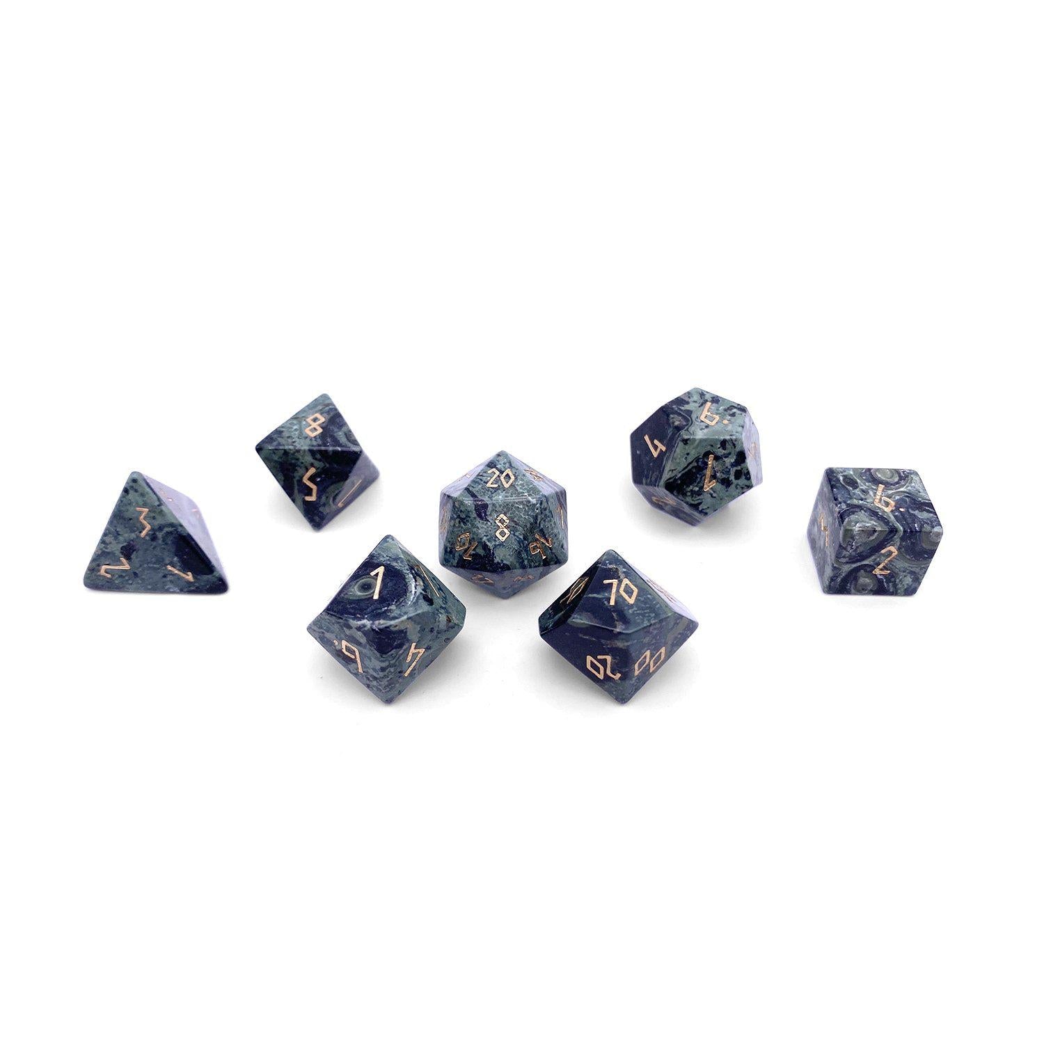 Crocodile Jasper - 7 Piece RPG Set Gemstone Dice