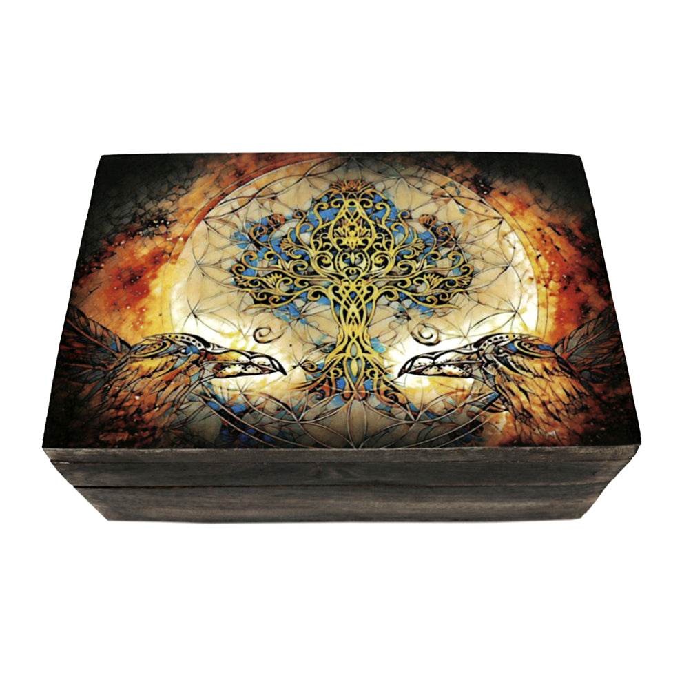 Tree of Life with Crows Wooden Box 4" x 6"
