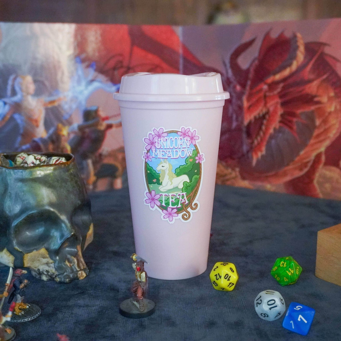 Coffee Cup Dice Tower – Roll with Caffeinated Style - Pink / Unicorn Meadow Tea