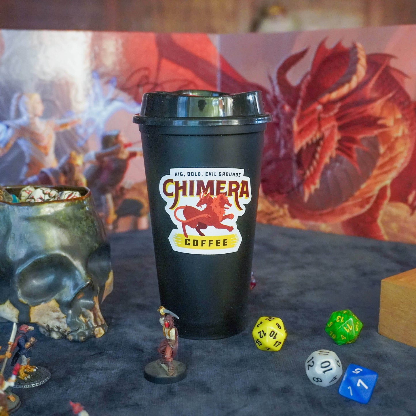 Coffee Cup Dice Tower – Roll with Caffeinated Style - Black / Chimera Coffee