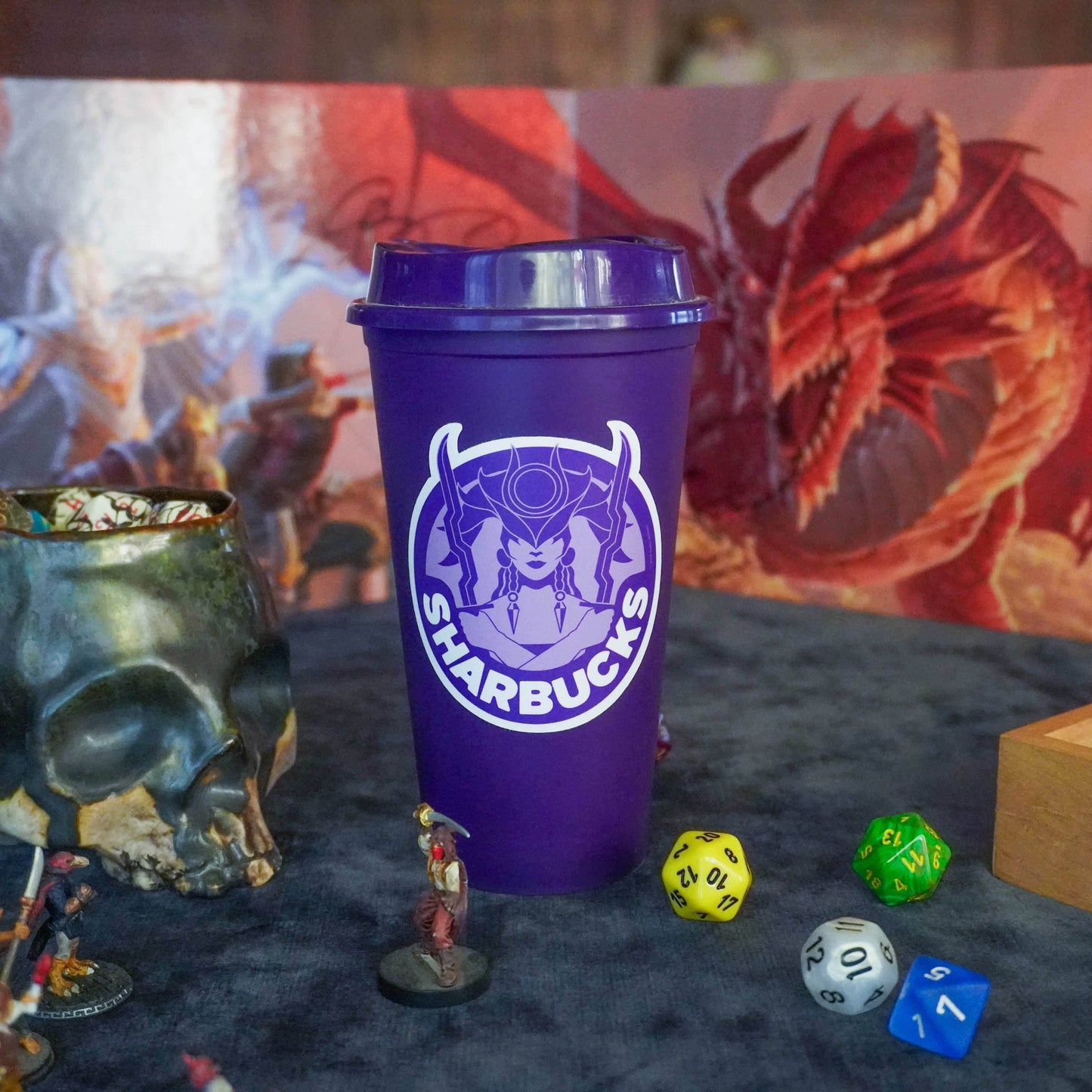 Coffee Cup Dice Tower – Roll with Caffeinated Style - Purple / Sharbucks