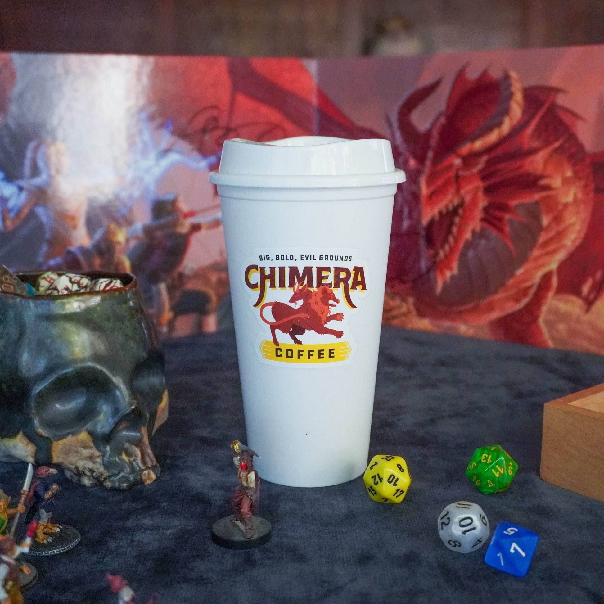 Coffee Cup Dice Tower – Roll with Caffeinated Style - White / Chimera Coffee