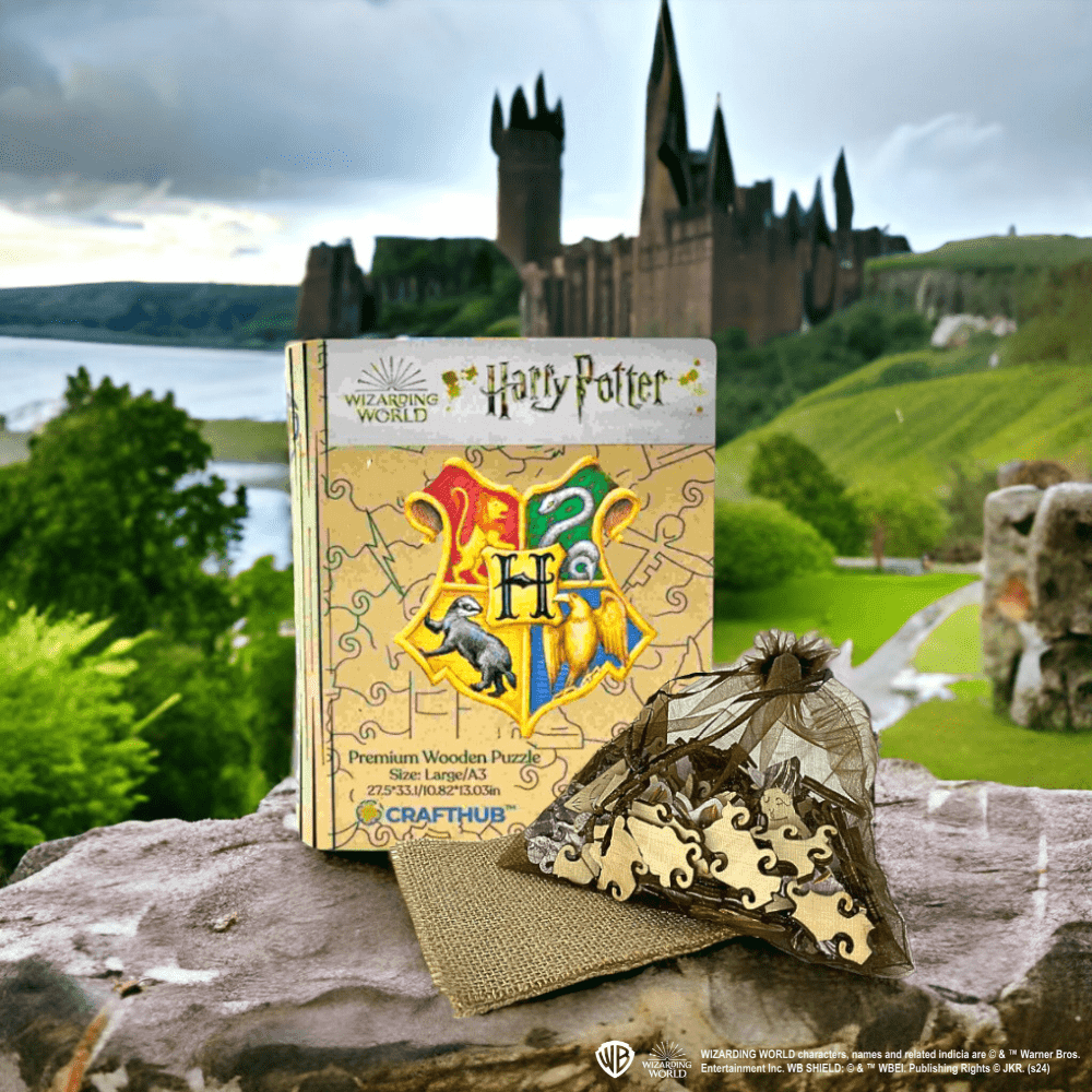 Harry Potter - Hogwarts Crests Wooden Jigsaw Puzzle - A4 + Wooden Gift Box