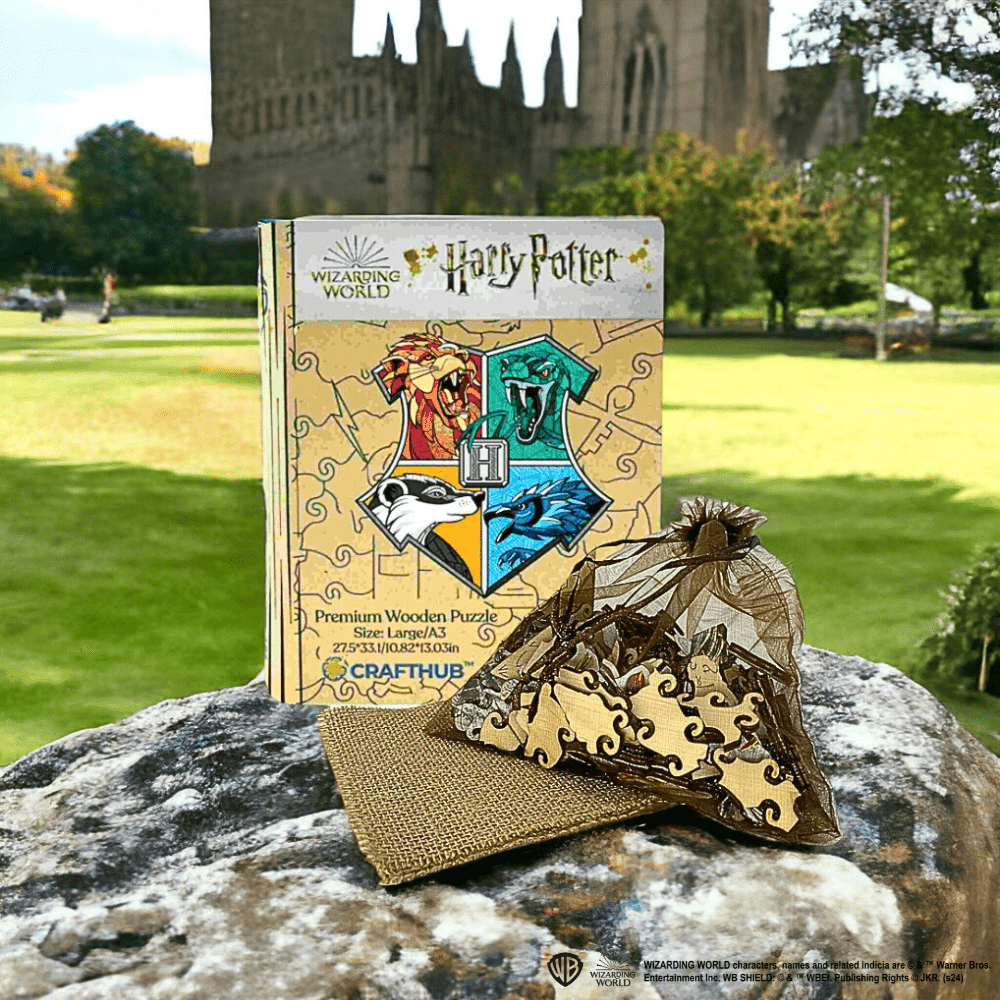 Harry Potter - Hogwarts House Prides Wooden Jigsaw Puzzle - A4 + Wooden Gift Box