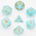 Cyan Silk Translucent Dice RPG Dice Set - 
