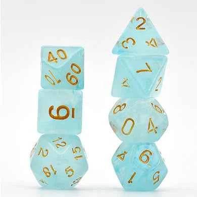 Cyan Silk Translucent Dice RPG Dice Set - 