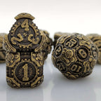 Cyberpunk Bronze Mechanical Gear Metal DND Polyhedron Dice Set
