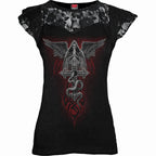 THE DEAD - Lace Layered Cap Sleeve Top Black
