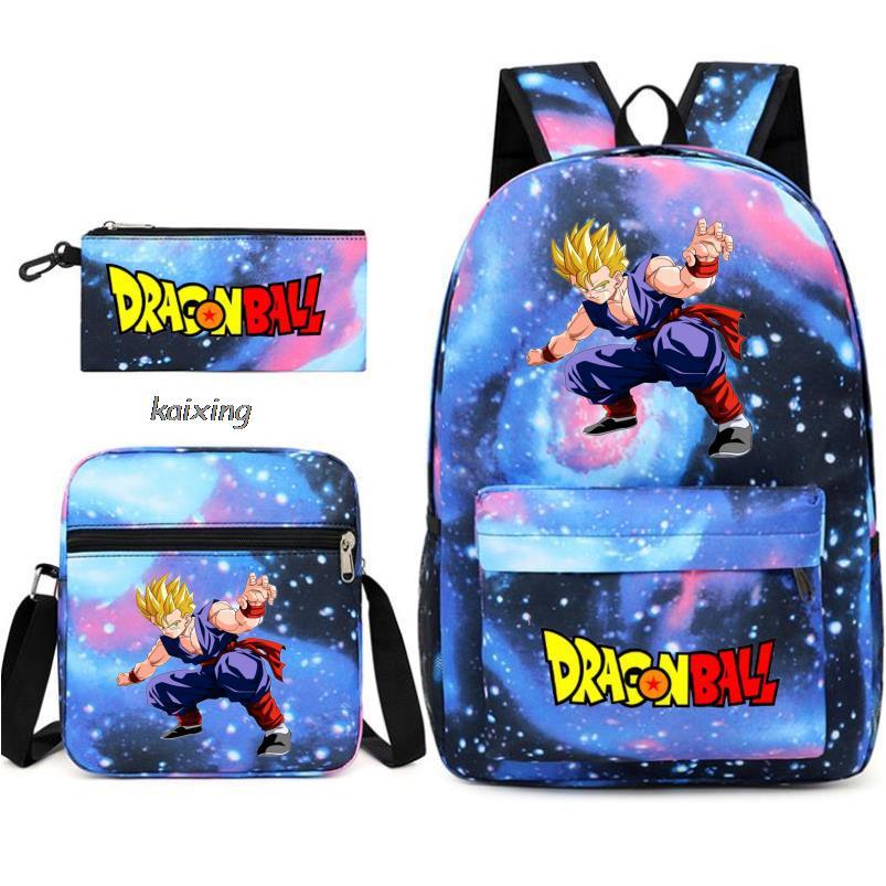 Dragon Ball Backpack Student Shoulder Bag Travel Bag 3-Piece Set