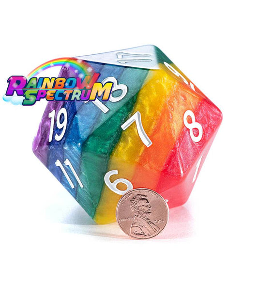 Gate Keeper Games - Giant 58mm Spindown D20 Epic Dice - Rainbow Spectrum
