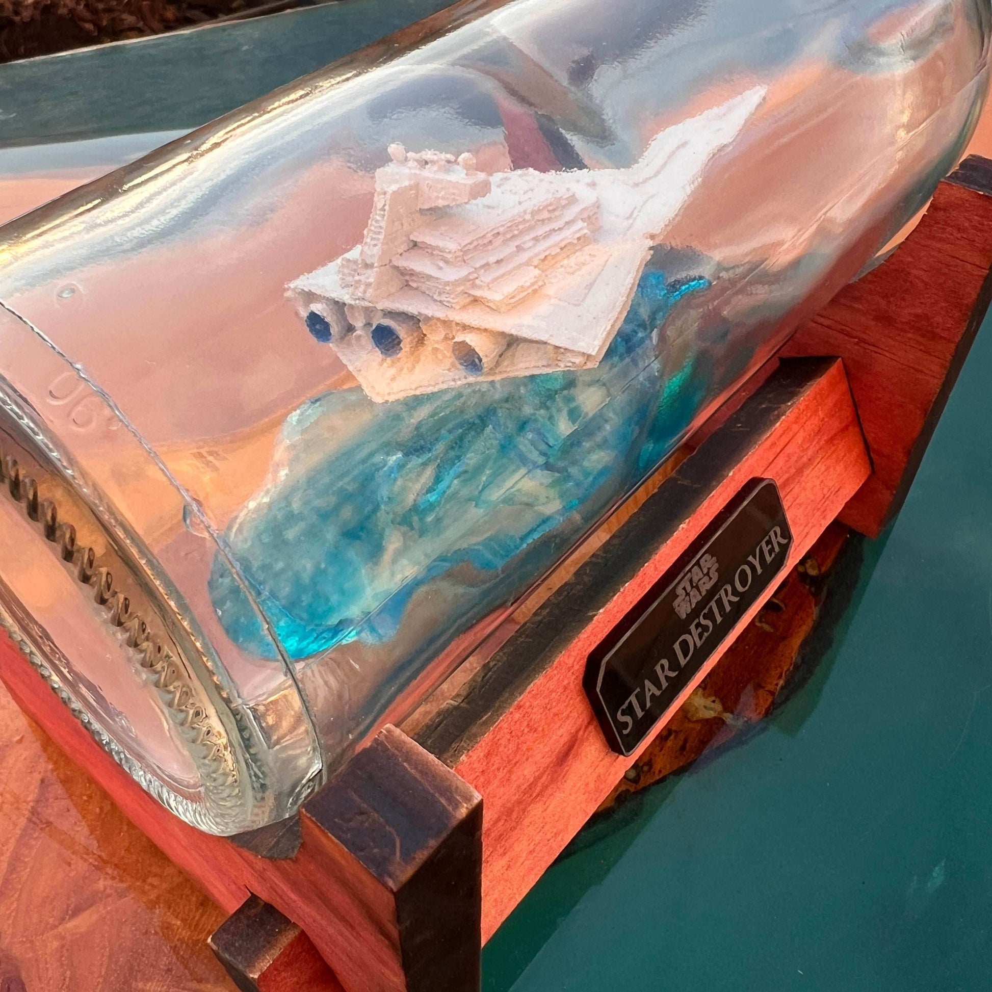 Star Wars Imperial Star Destroyer in a Wine Bottle - With Stand