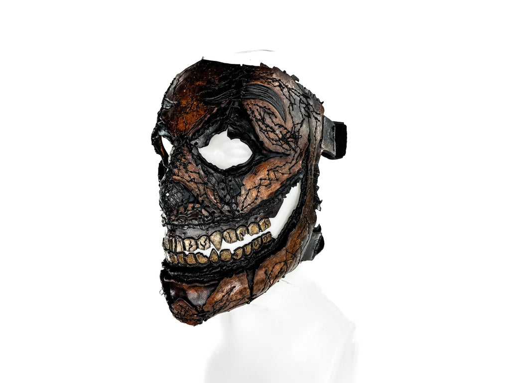 Genuine Leather Mask - GigaMyme Leatherface Edition - Handmade Mime Full Face Cover for Halloween, Performance or Cosplay Costume - 