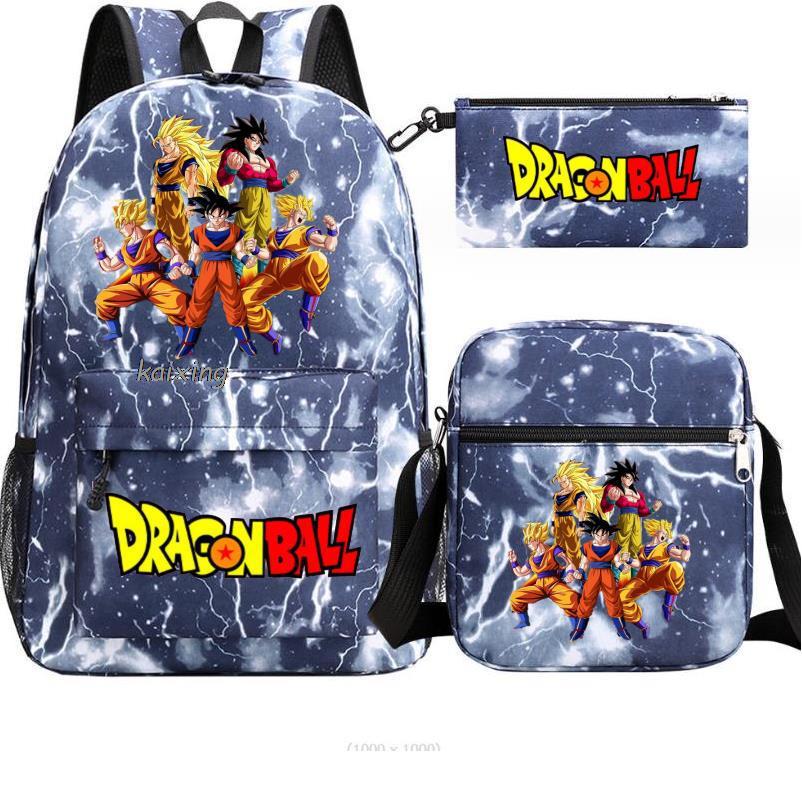 Dragon Ball Backpack Student Shoulder Bag Travel Bag 3-Piece Set