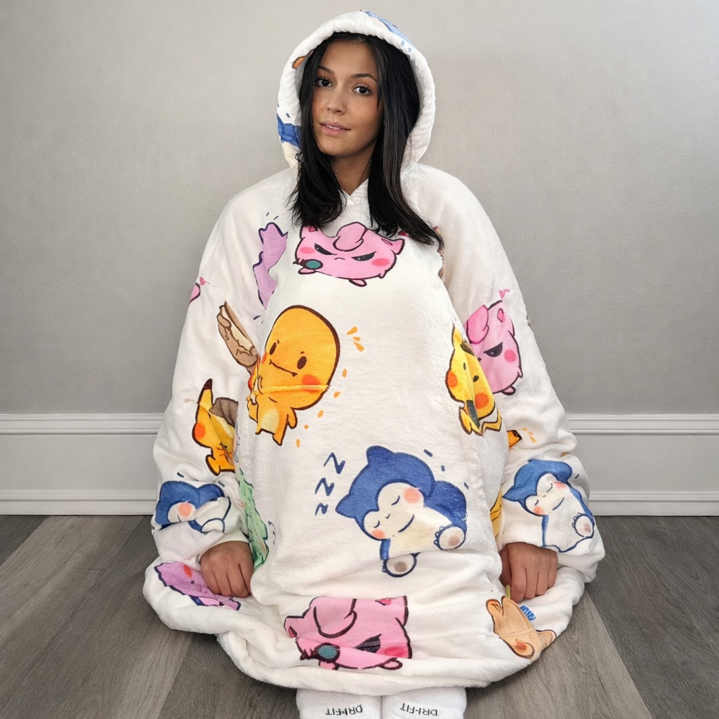 Kawaii Pokémon Wearable Blanket Hoodie for Kids & Adults
