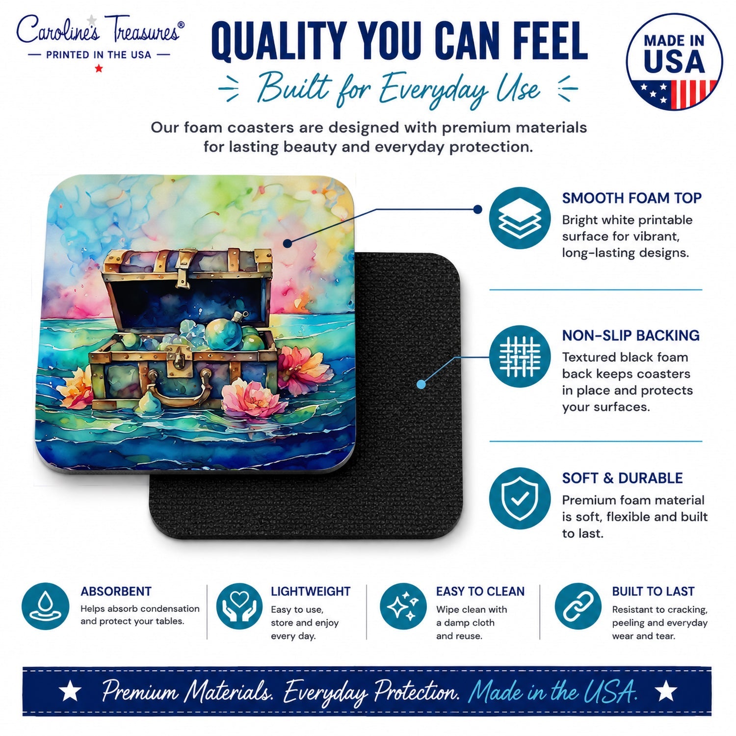 Treasure Chest Foam Coasters