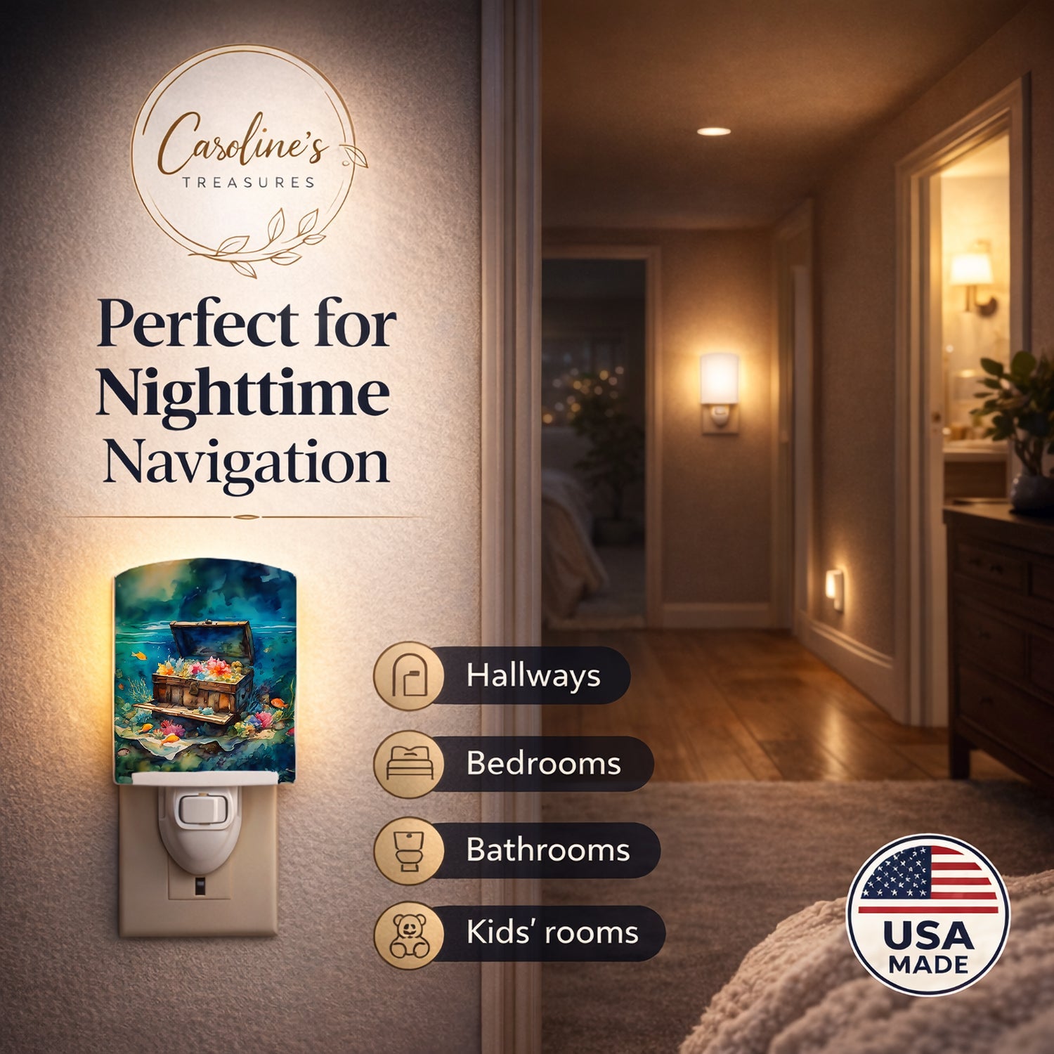Treasure Chest Ceramic Night Light