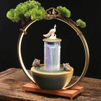 Lucky Pheasant Round LED Backflow Incense Burner With Flowing Water Fortune Fountain - 
