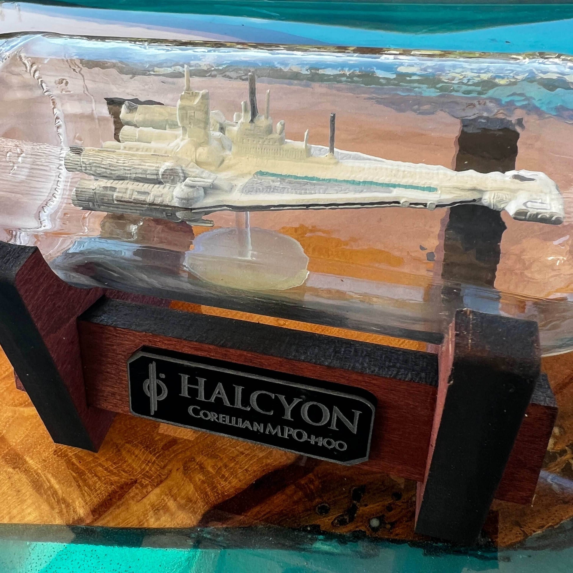 Star Wars Galactic Starcruiser Halcyon in a Beer Bottle - Without Stand