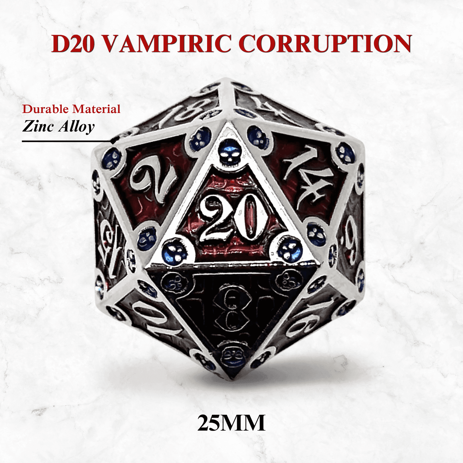 Dungeon Delve Runestones™ - 25mm D20 - Vampiric Corruption - 