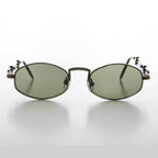 Polygon Spectacle Steampunk Vintage Sunglass - Deryn - Black / Green Lens