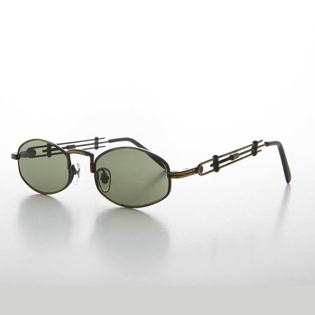 Polygon Spectacle Steampunk Vintage Sunglass - Deryn - Bronze / Green Lens
