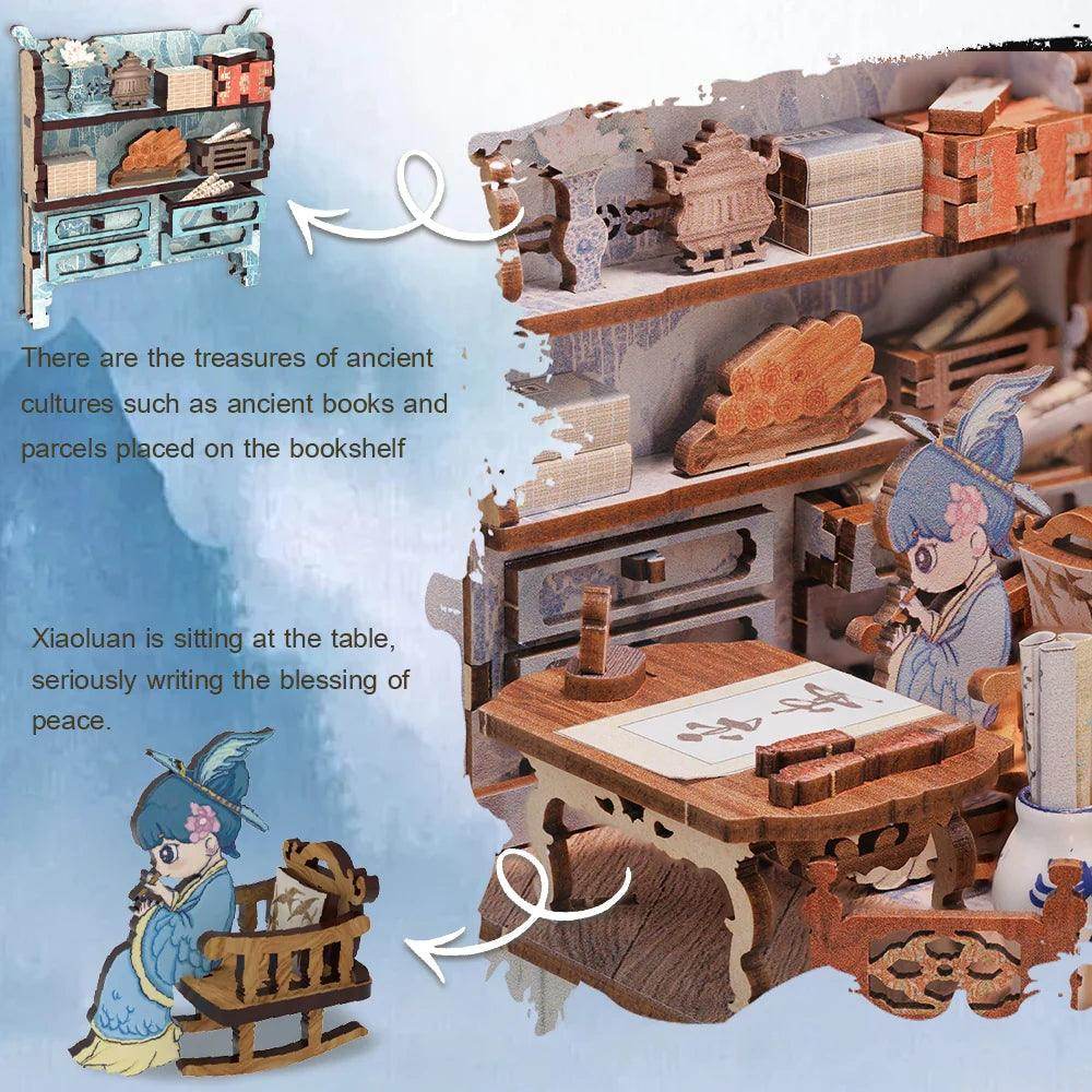 Book Nook Wizardi Miniature - Azure Phoenix Lodge Roombox Kit - 