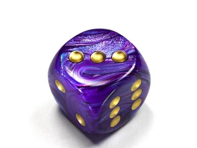 Lustrous® 30mm w/pips Purple/gold d6 DND RPG Dice (sold per die) - 