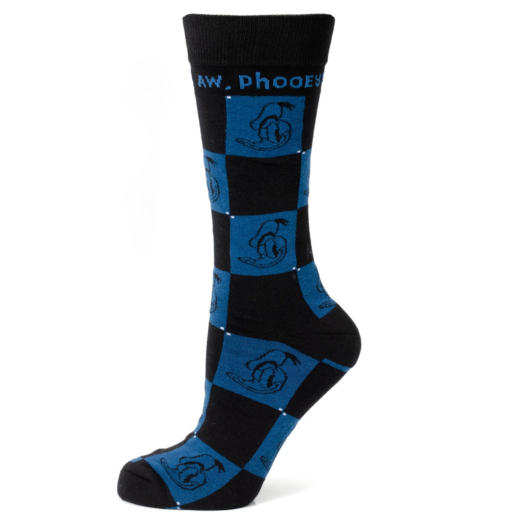 Disney Donald Duck Black Dress Socks & Blue Mickey Mouse Lapel Pin Gift Set