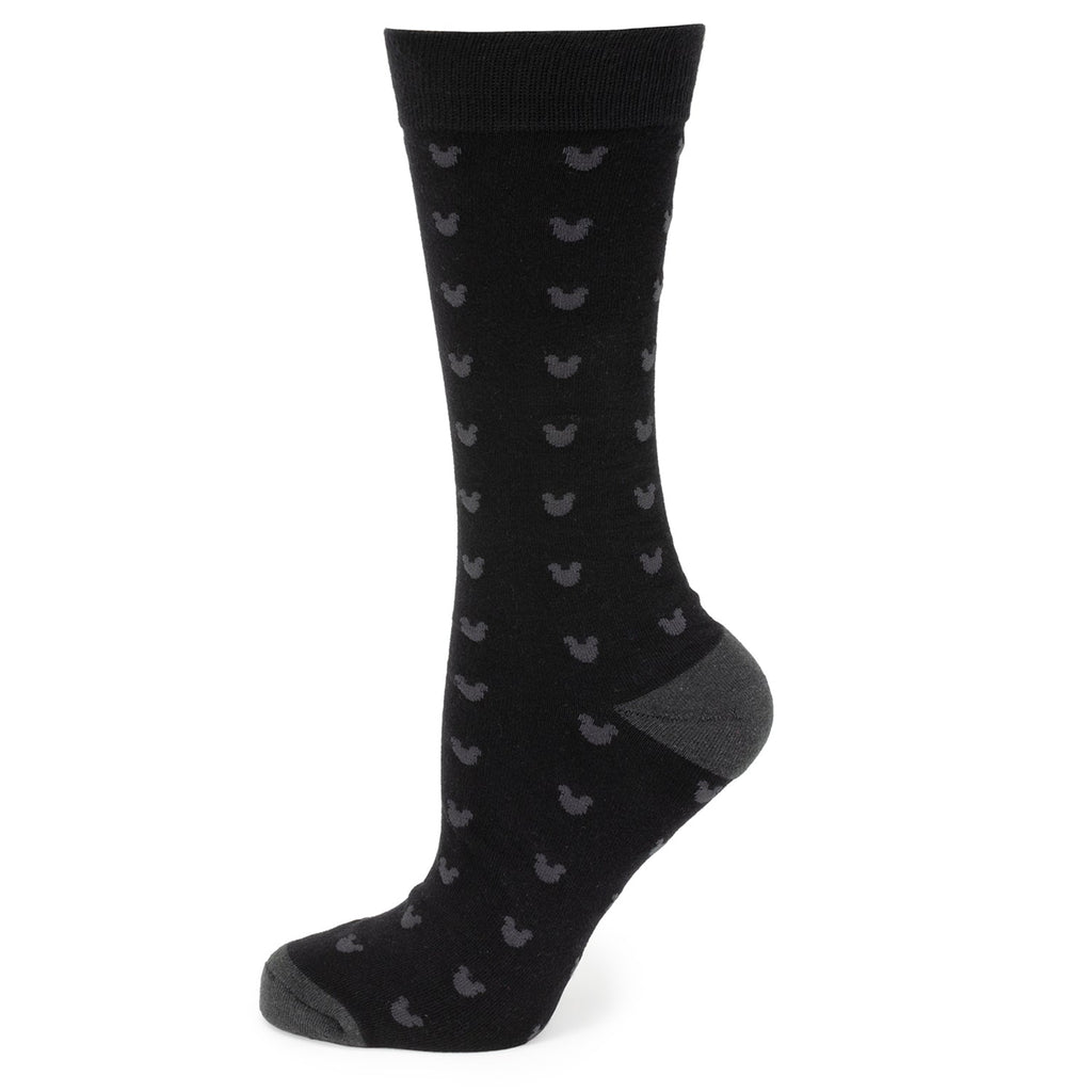 Disney Mickey Mouse Silhouette Motif Black Sock and Mickey Blue Lapel Pin Gift Set