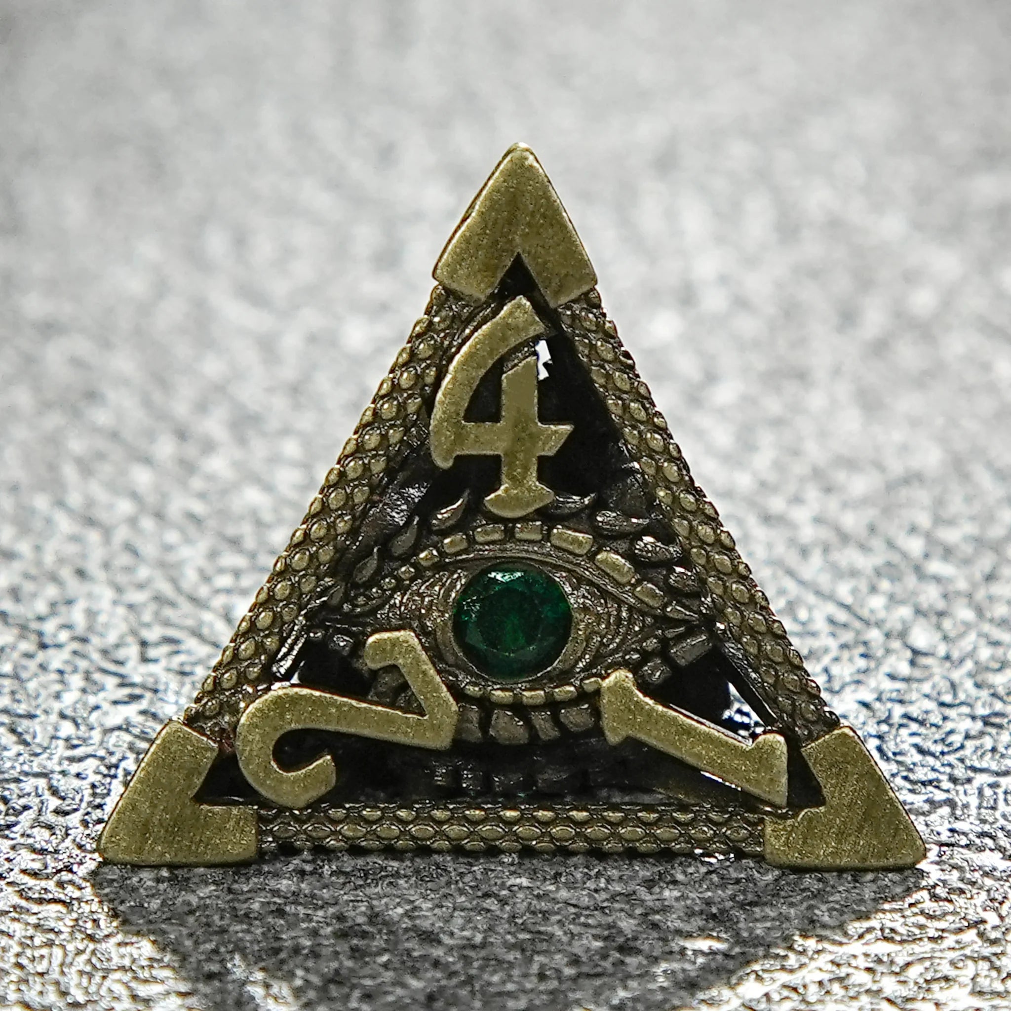 Bronze Emerald Dragon Eye Hollow Metal DND Dice Set