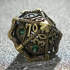 Bronze Emerald Dragon Eye Hollow Metal DND Dice Set