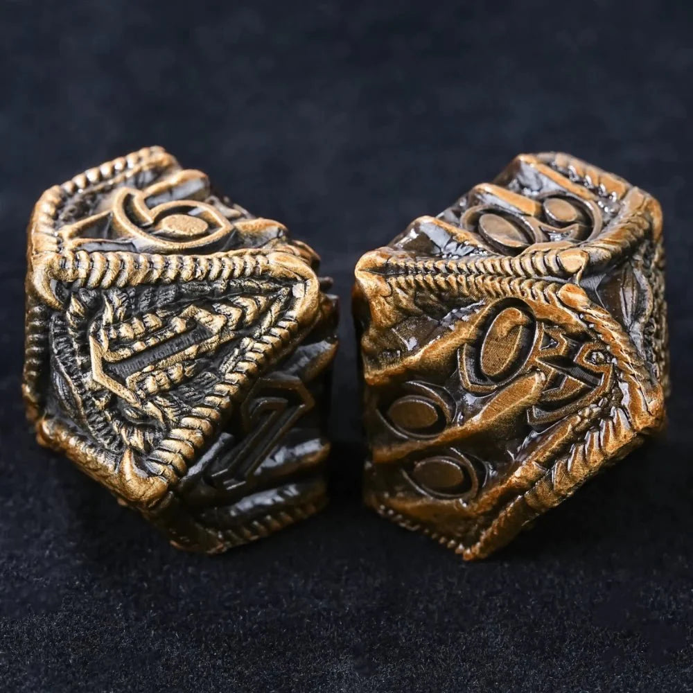DND Epic Fantasy Metal Dragon Head Dice Set