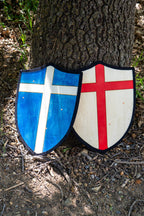 Handmade 18" Blue and White Cross Heater Shield For Costume, Play or Wall Art