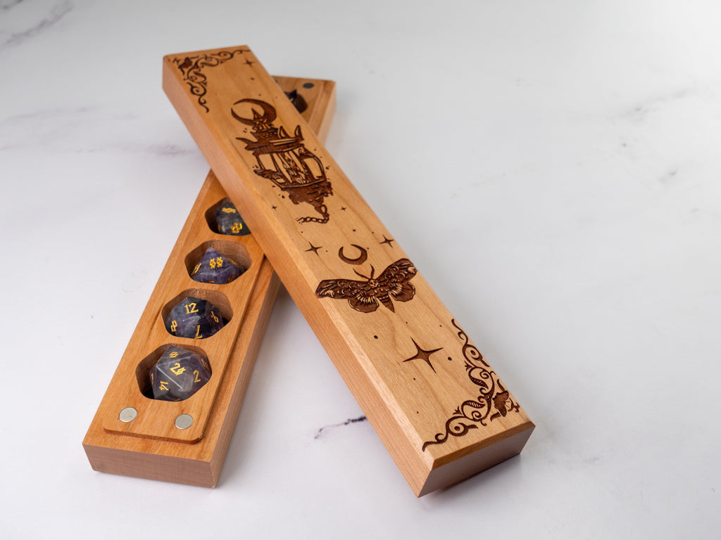 Gothic Moon Moth | Engraved Council of 7 Dice Vault