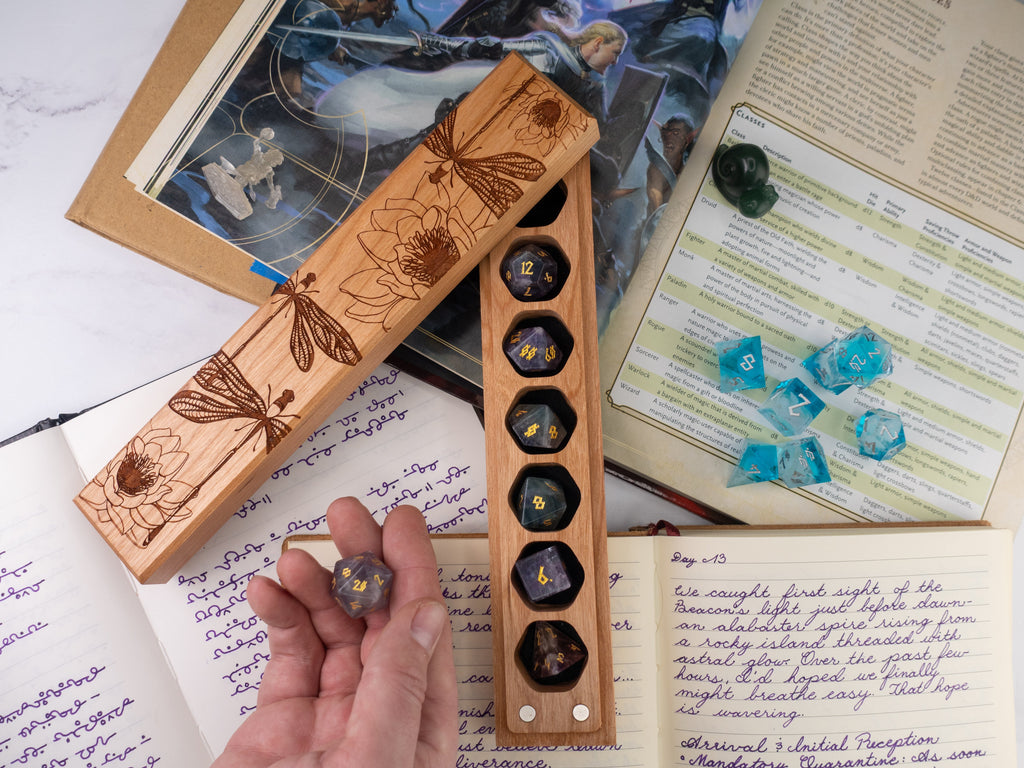 Dragonflies | Engraved Council of 7 Dice Vault