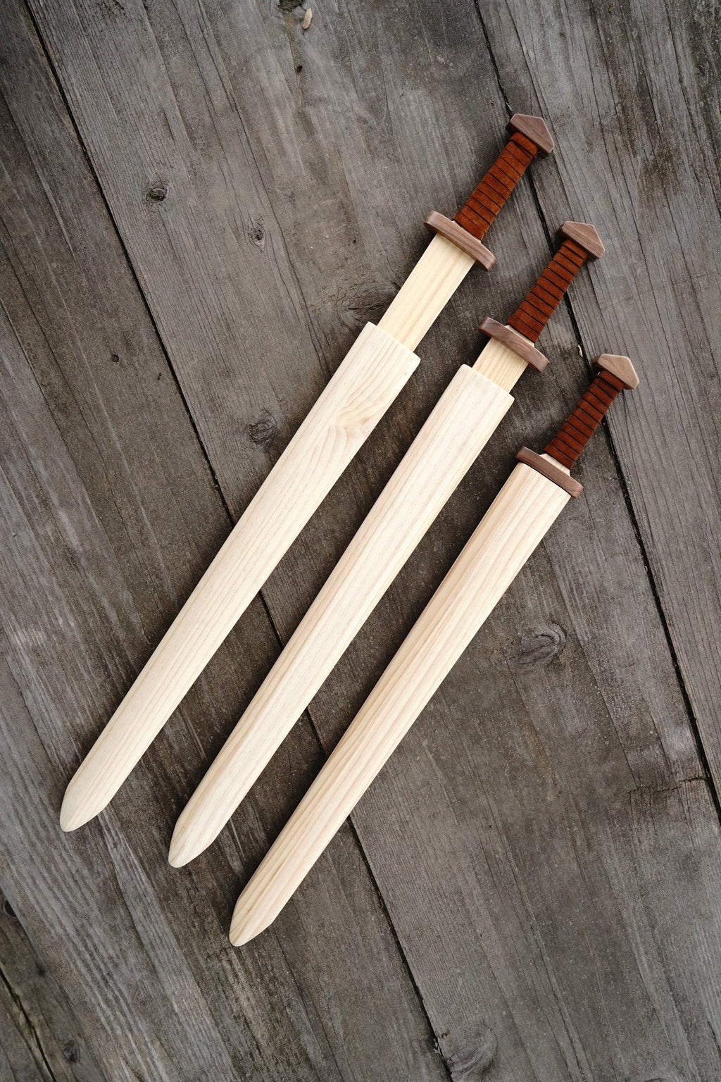 Large Viking Sword, Wooden Sheath with Leather Wrapped Handle - Blank
