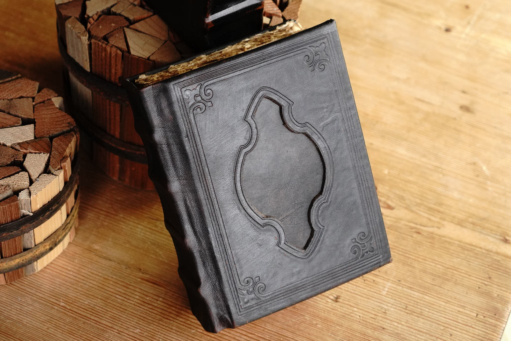 Hardback Leather Journal with Antique Deckle Edged Paper and Raised Cord Spine