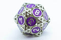 Single d6/d20 Guardian Silver w/Purple Deadly Arrow Dice - d6