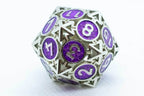 Single d6/d20 Guardian Silver w/Purple Deadly Arrow Dice - d6