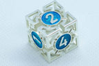 Single d6/d20 Tritan Shiny Silver w/Blue Deadly Arrow Dice - d6