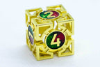 Single d6/d20 Shiny Gold w/Red-Green Deadly Arrow Dice - d6