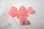 Sparkling Glitter Pink with Gold Numbers Poly Dice Set (7) RPG DnD HDdice - 