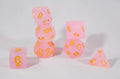 Sparkling Glitter Pink with Gold Numbers Poly Dice Set (7) RPG DnD HDdice - 
