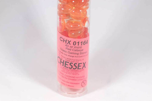 40+ Red Catseye Glass Gaming Stones Counters - 