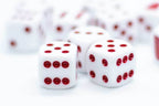 10-Pack Opaque White w/Red 16mm d6 Dice Featuring a Red Cup on the '1' side - 