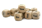 Yes/No Dice Wooden 16mm d6 w/Black Rounded Corners (sold per die) - Wood Dice - 